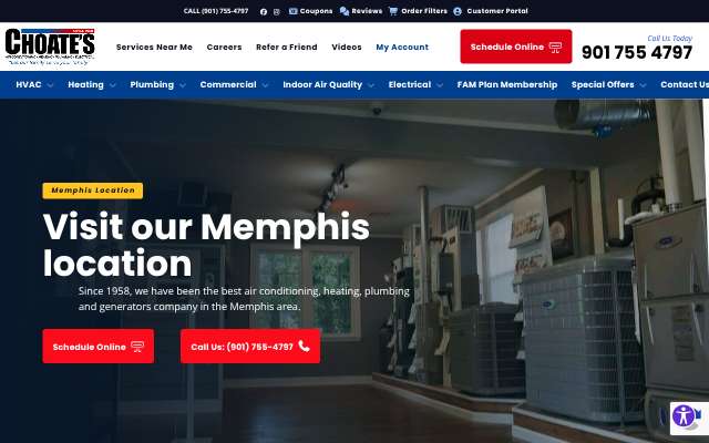 Choate's Air Conditioning, Heating, Plumbing and Electrical's page as the assistant saw it