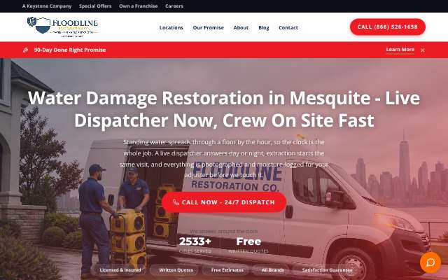 Floodline Restoration Co.'s page as the assistant saw it