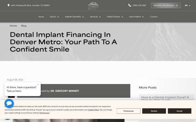 Arvada Dental Center's page as the assistant saw it