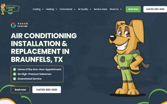 Comfy Air AC and Furnace Repair's page as the assistant saw it