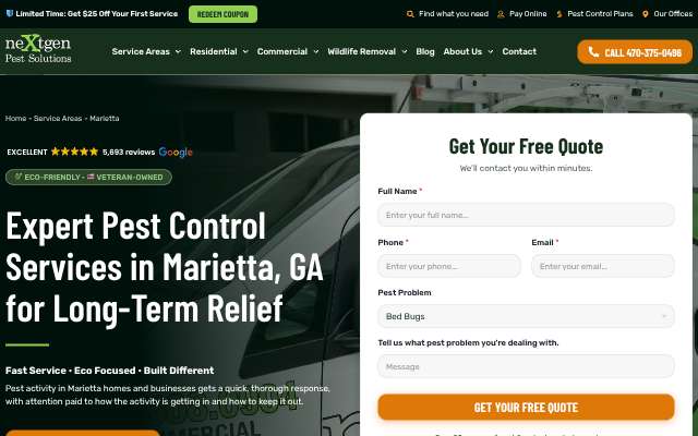 Nextgen Pest Solutions's page as the assistant saw it