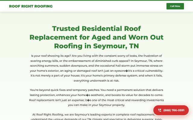 Page cited for Roof Right Roofing Services (Seymour TN)