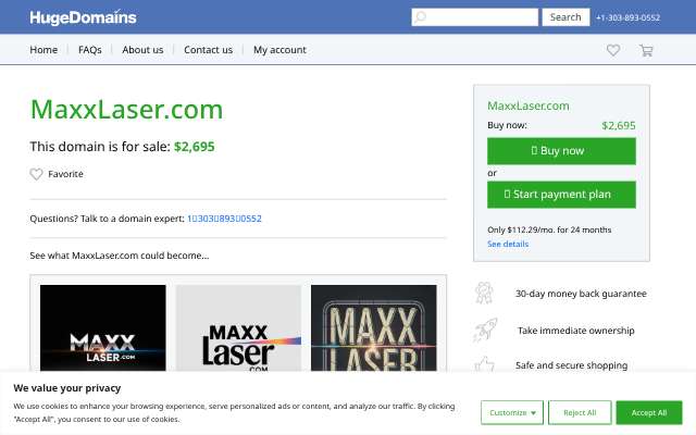 Maxx Laser's page as the assistant saw it