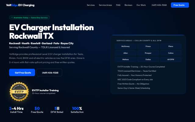 VoltEdge EV Charging's page as the assistant saw it