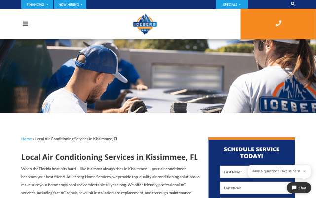 Iceberg Home Services's page as the assistant saw it