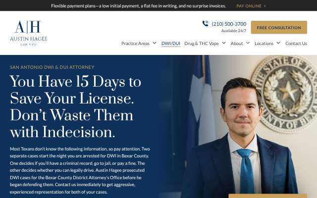 Austin Hagee Law Firm's page as the assistant saw it