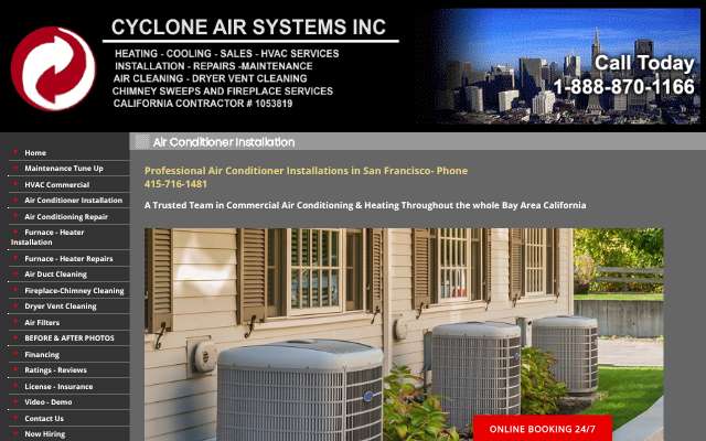 Cyclone Air Systems's page as the assistant saw it