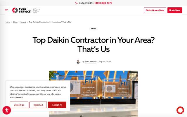 Fuse HVAC, Refrigeration & Electrical's page as the assistant saw it