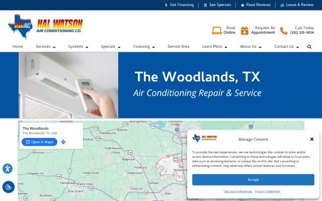 Hal Watson Air Conditioning Company's page as the assistant saw it
