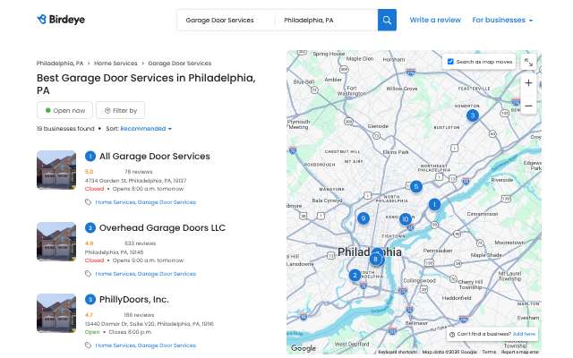 3PhillyDoors, Inc.'s page as the assistant saw it