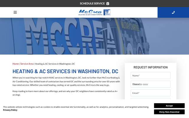 McCrea Heating & Air Conditioning's page as the assistant saw it
