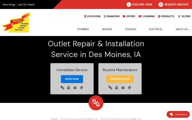 Golden Rule Plumbing, Heating, Cooling & Electrical's page as the assistant saw it