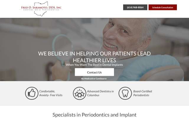 Page cited for Central Ohio Periodontics (Dr. Fred Sakamoto and Dr. Mannava)