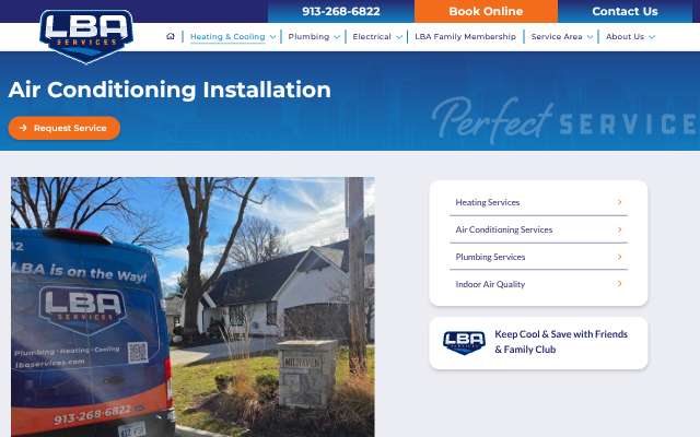 LBA Heating, Cooling, Plumbing & Electrical's page as the assistant saw it