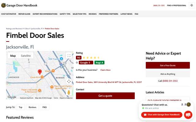 Fimbel Door Sales's page as the assistant saw it
