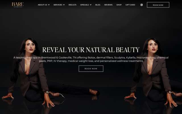 BARE Aesthetics's page as the assistant saw it