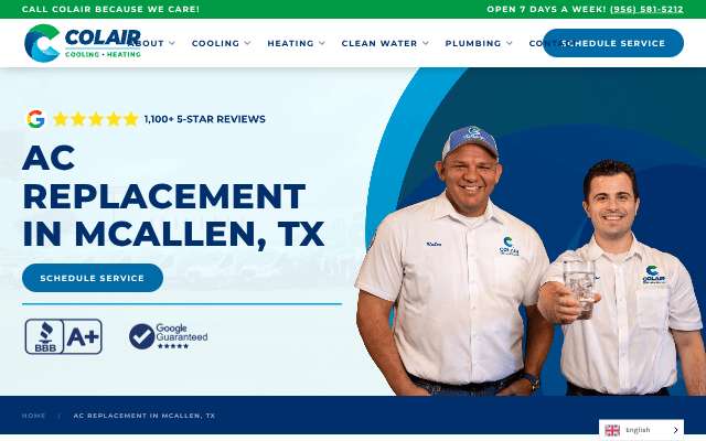 Colair, Inc.'s page as the assistant saw it