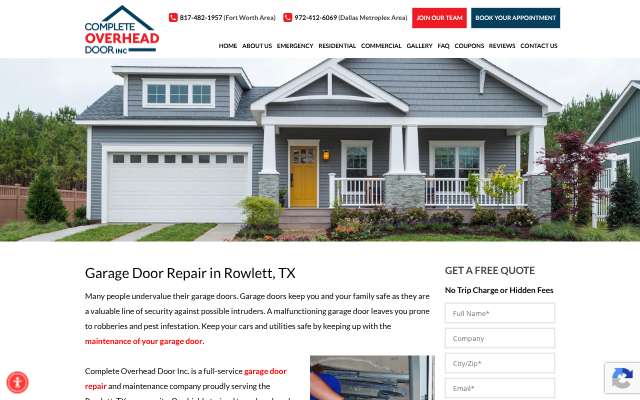 Complete Overhead Door's page as the assistant saw it