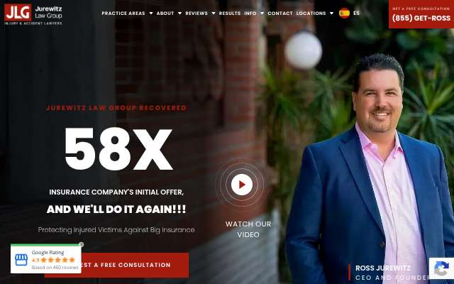 Jurewitz Law Group Injury & Accident Lawyers's page as the assistant saw it