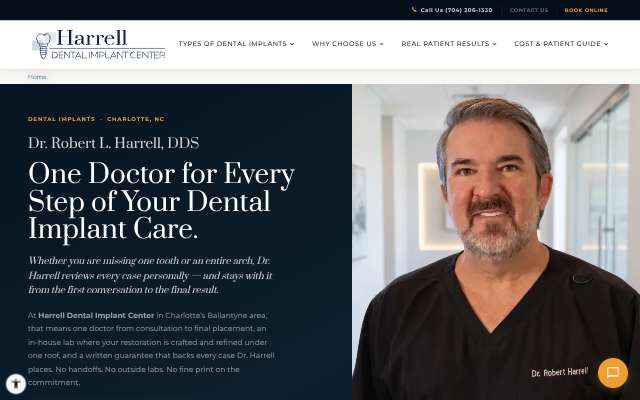 Harrell Dental Implant Center's page as the assistant saw it