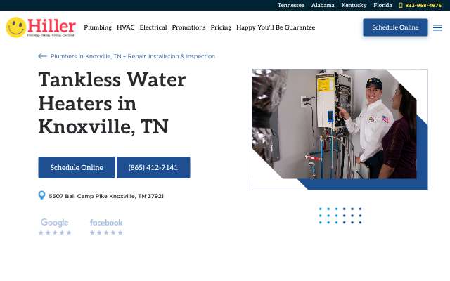 Hiller Plumbing, Heating, Cooling & Electrical's page as the assistant saw it