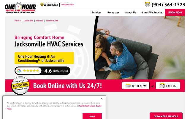 One Hour Heating & Air Conditioning of Jacksonville's page as the assistant saw it
