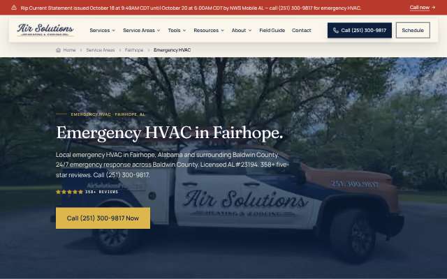 Air Solutions's page as the assistant saw it