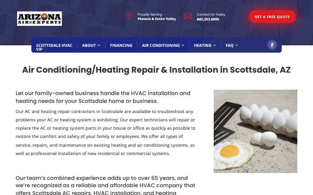 Arizona Air Experts's page as the assistant saw it