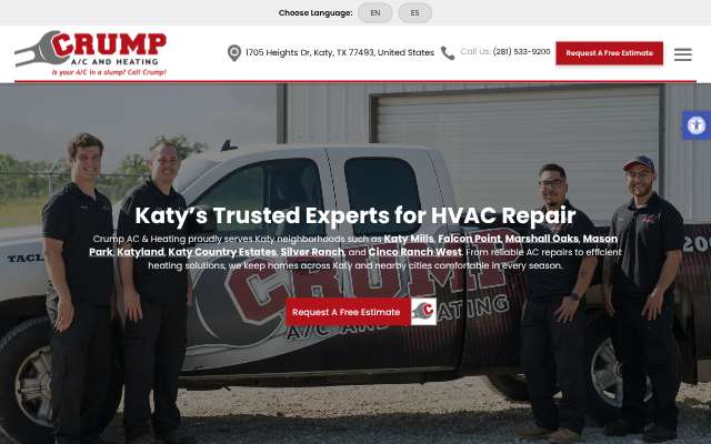 Crump AC Repair and Heating's page as the assistant saw it