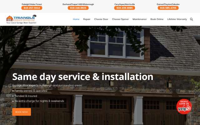 Triangle Garage Doors LLC's page as the assistant saw it