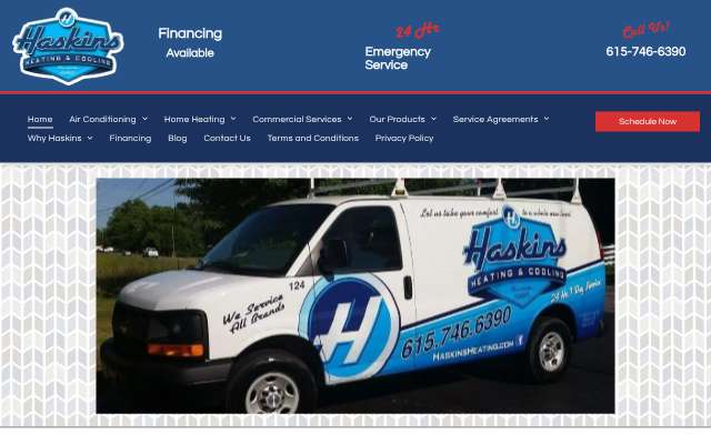 Haskins Heating & Cooling's page as the assistant saw it