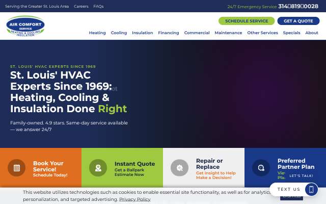 Air Comfort Service, Inc.'s page as the assistant saw it