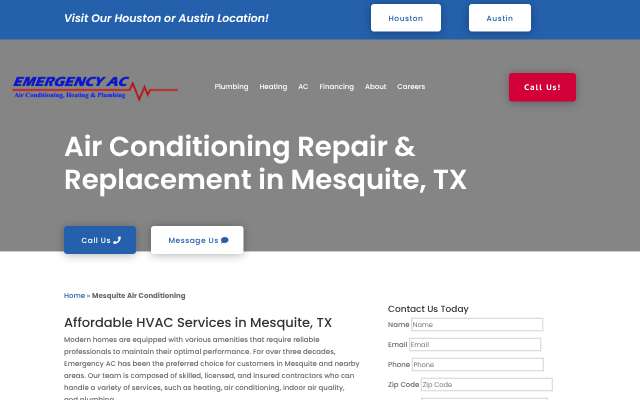 Emergency AC Inc's page as the assistant saw it