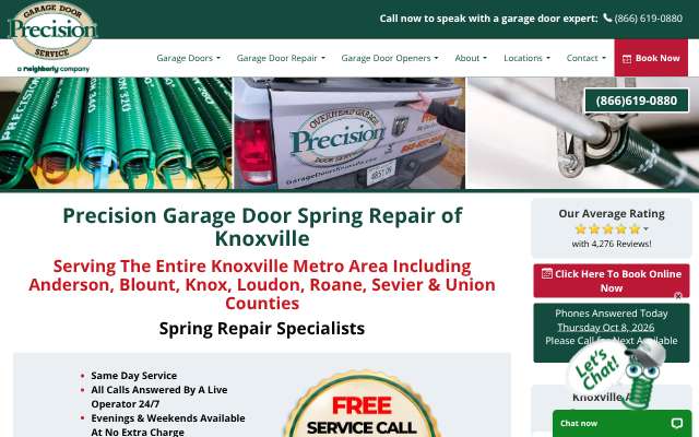 Precision Garage Door of Knoxville's page as the assistant saw it