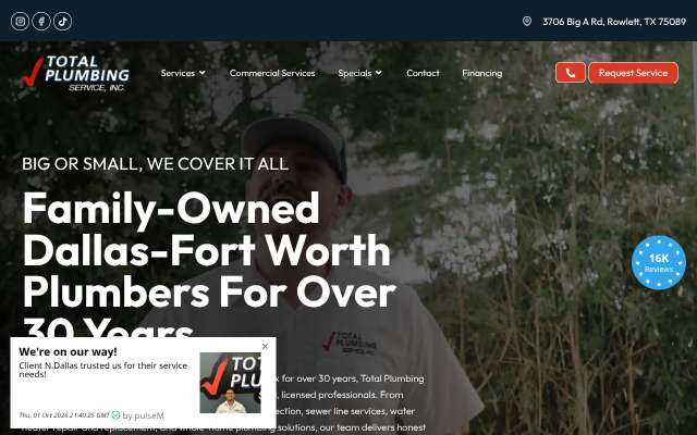 Total Plumbing Service Inc.'s page as the assistant saw it