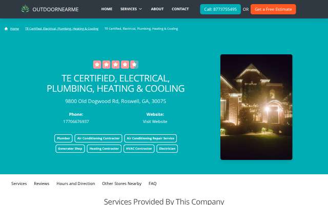 TE Certified's page as the assistant saw it