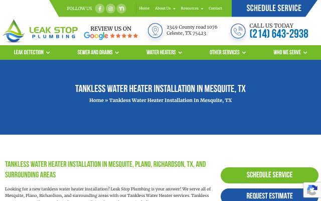 Leak Stop Plumbing's page as the assistant saw it