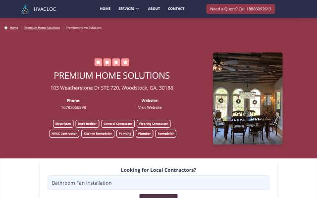 Premium Home Solutions's page as the assistant saw it