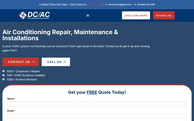 DC / AC Air Conditioning & Heating's page as the assistant saw it