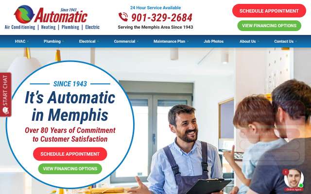 Automatic Air Conditioning, Heating, Plumbing and Electric's page as the assistant saw it