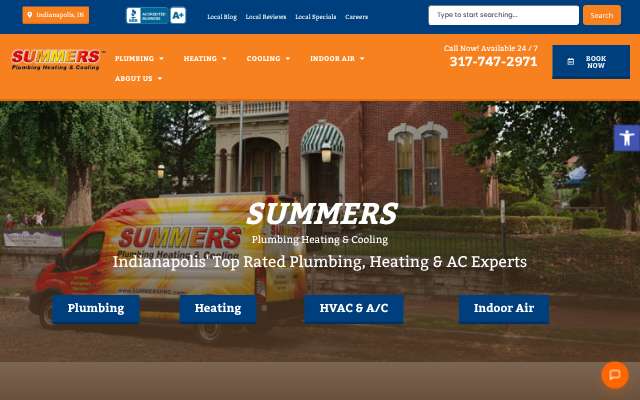 Summers Plumbing Heating & Cooling's page as the assistant saw it