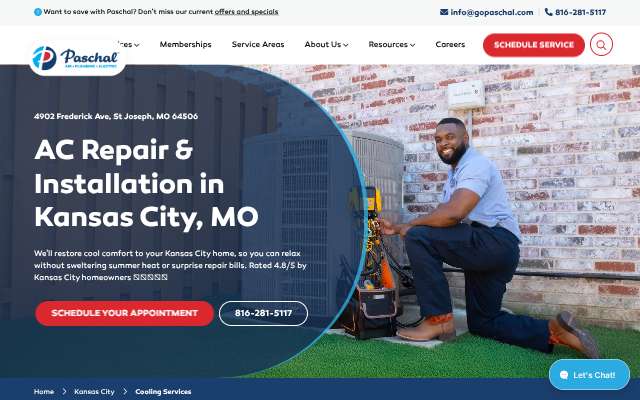 Paschal Air, Plumbing & Electric's page as the assistant saw it