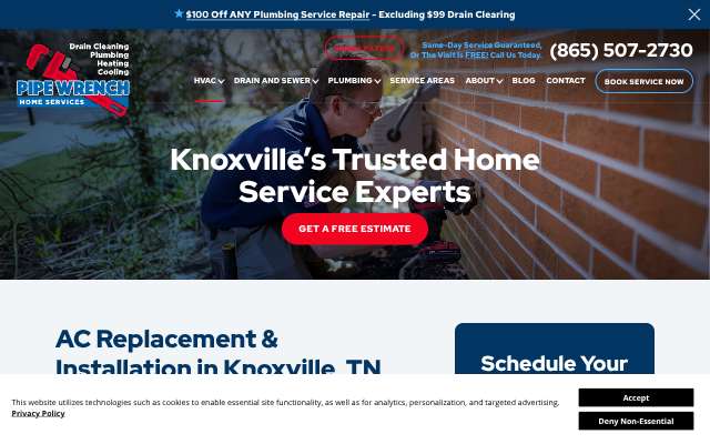 Page cited for Pipe Wrench Plumbing, Heating & Cooling