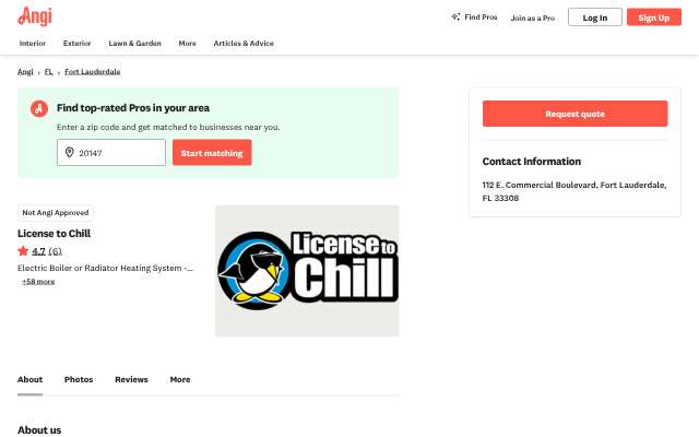License to Chill's page as the assistant saw it