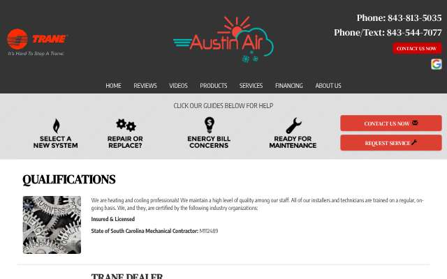 Austin Air LLC's page as the assistant saw it