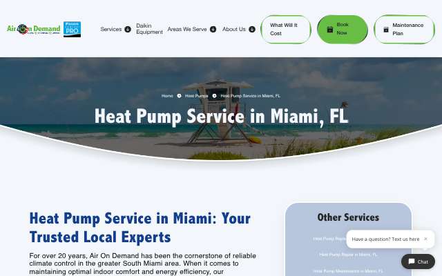 Air On Demand's page as the assistant saw it