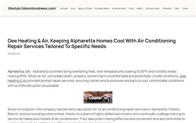 Page cited for Gee Heating & Air