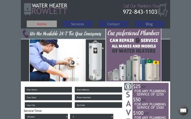Water Heating Rowlett's page as the assistant saw it
