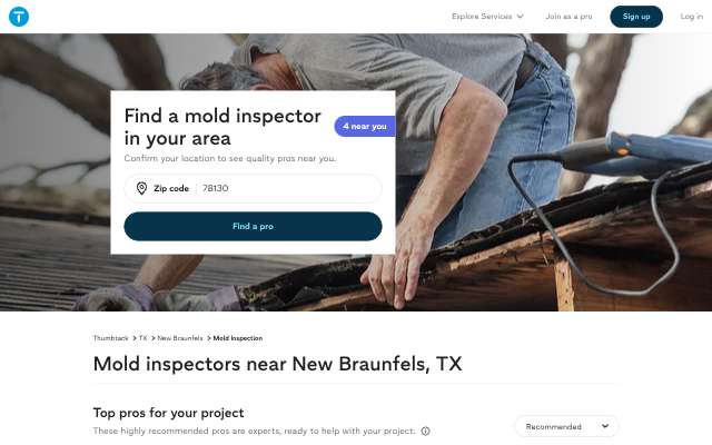 Thumbtack mold pros in New Braunfels's page as the assistant saw it