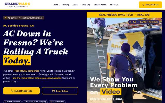 Grandmark Service Company's page as the assistant saw it